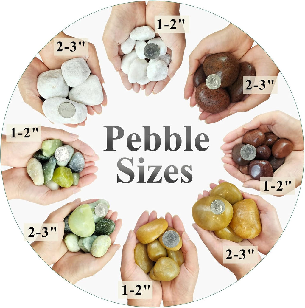 5 lbs Red River Rocks, 1-2 Inch Polished Pebbles for Indoor Plants, Decorative Rocks Stones for Landscaping, Vases, Aquariums, Fountains, Pathways, Backyard and Garden