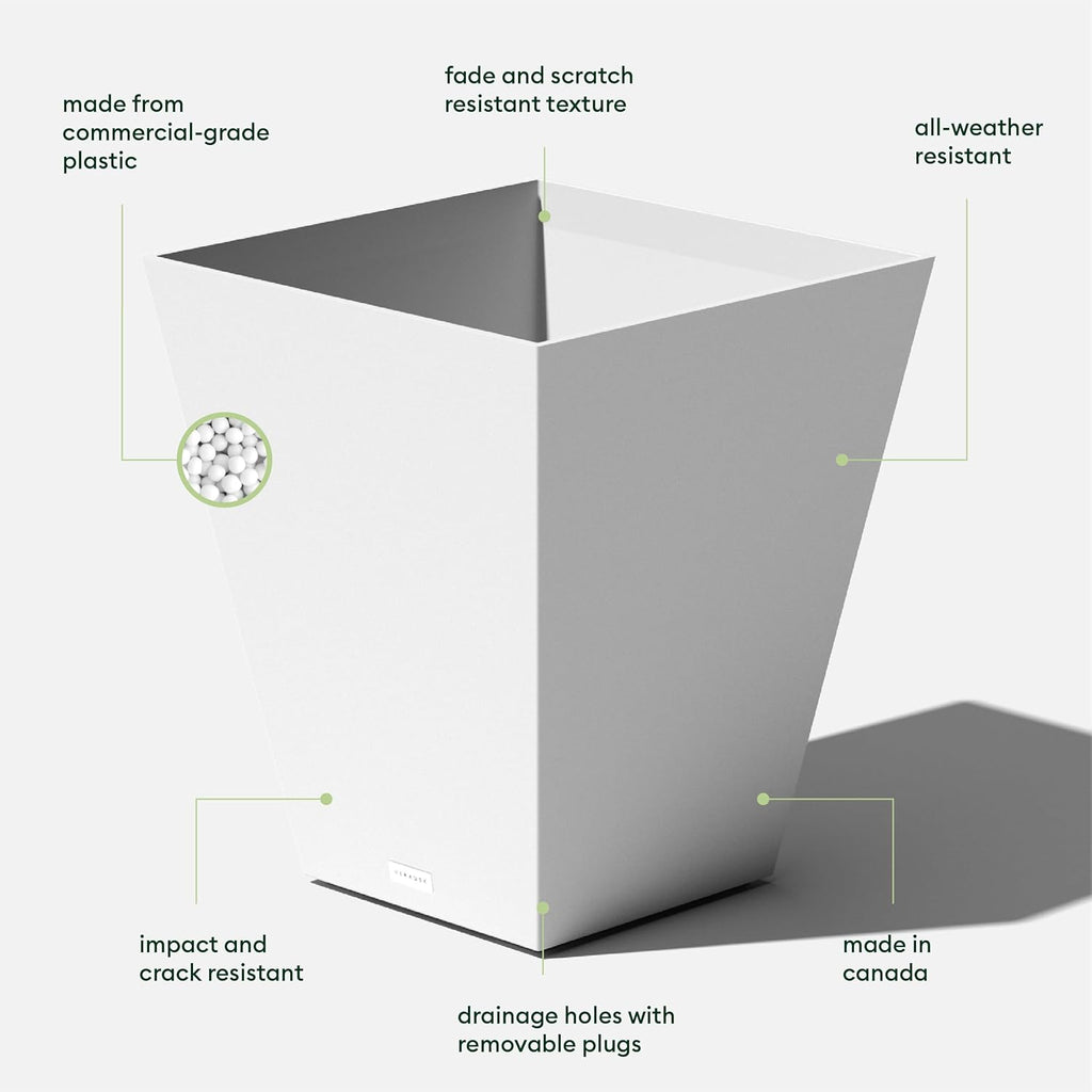 Veradek Pure Series Nobleton Plastic Planter - Large Pots for Indoor or Outdoor Porch/Patio | Durable All-Weather Use with Drainage Holes | Modern Planter Décor for Flowers, Shrubs, Trees