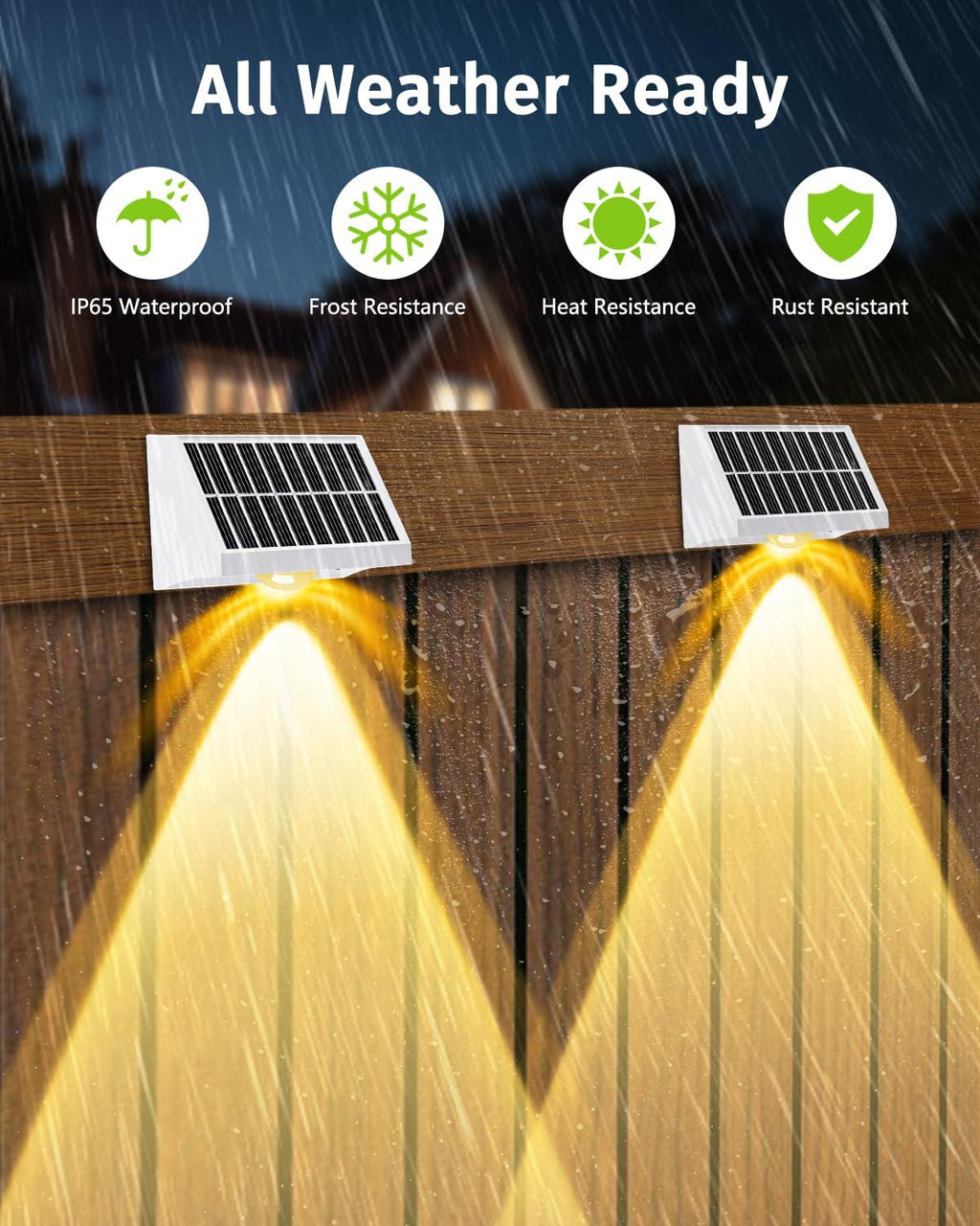 Solar Fence Lights Outdoor Waterproof High Brightness LED Spot Lens Deck Lights 7 Mode Warm & Cool White RGB Solar Powered Wall Lighting Decor for Outside Patio Step Backyard Railing - 8 Pack(White)