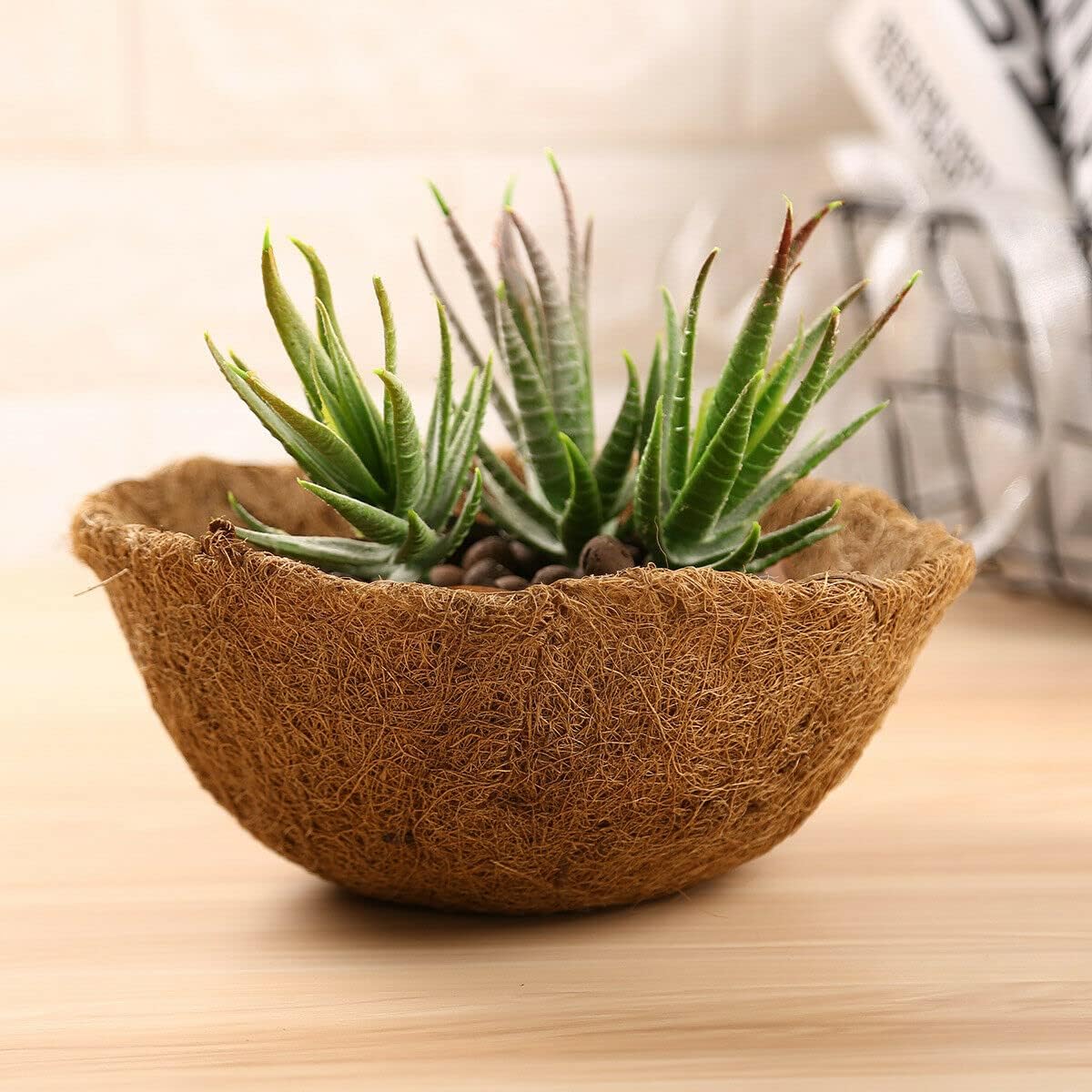 EROCK 2Pcs Coco Liners for Planters Hanging Basket, Round 8/10/12/14/16 inch Thick Coconut Coir Coco Fiber Liners for Planters Garden Patio Porch Window Plants Flowers Pot Indoor Outdoor (8 inch)