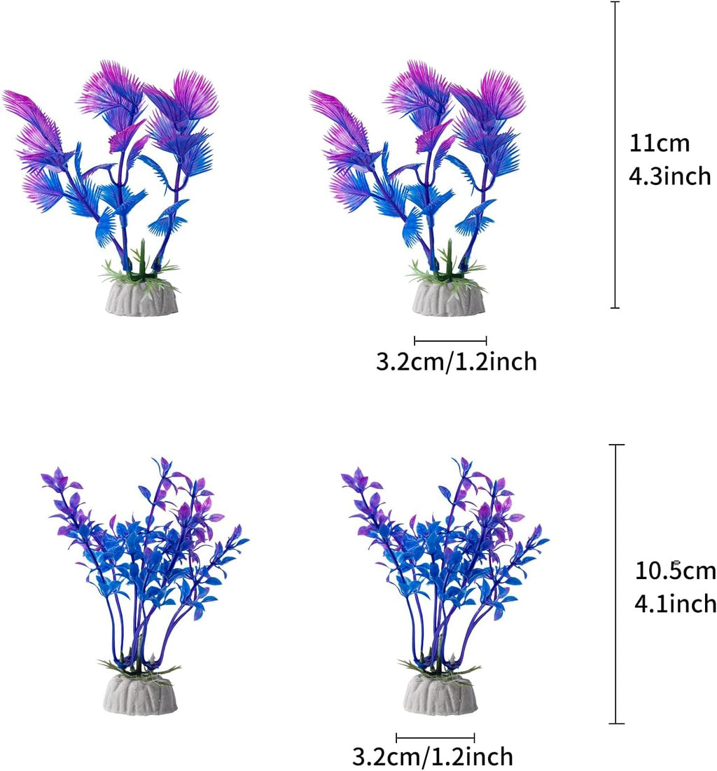 COMSUN 25 Pack Artificial Aquarium Plants, Small Size 4 inch Approximate Height Fish Tank Decorations Home Décor Plastic Light Purple