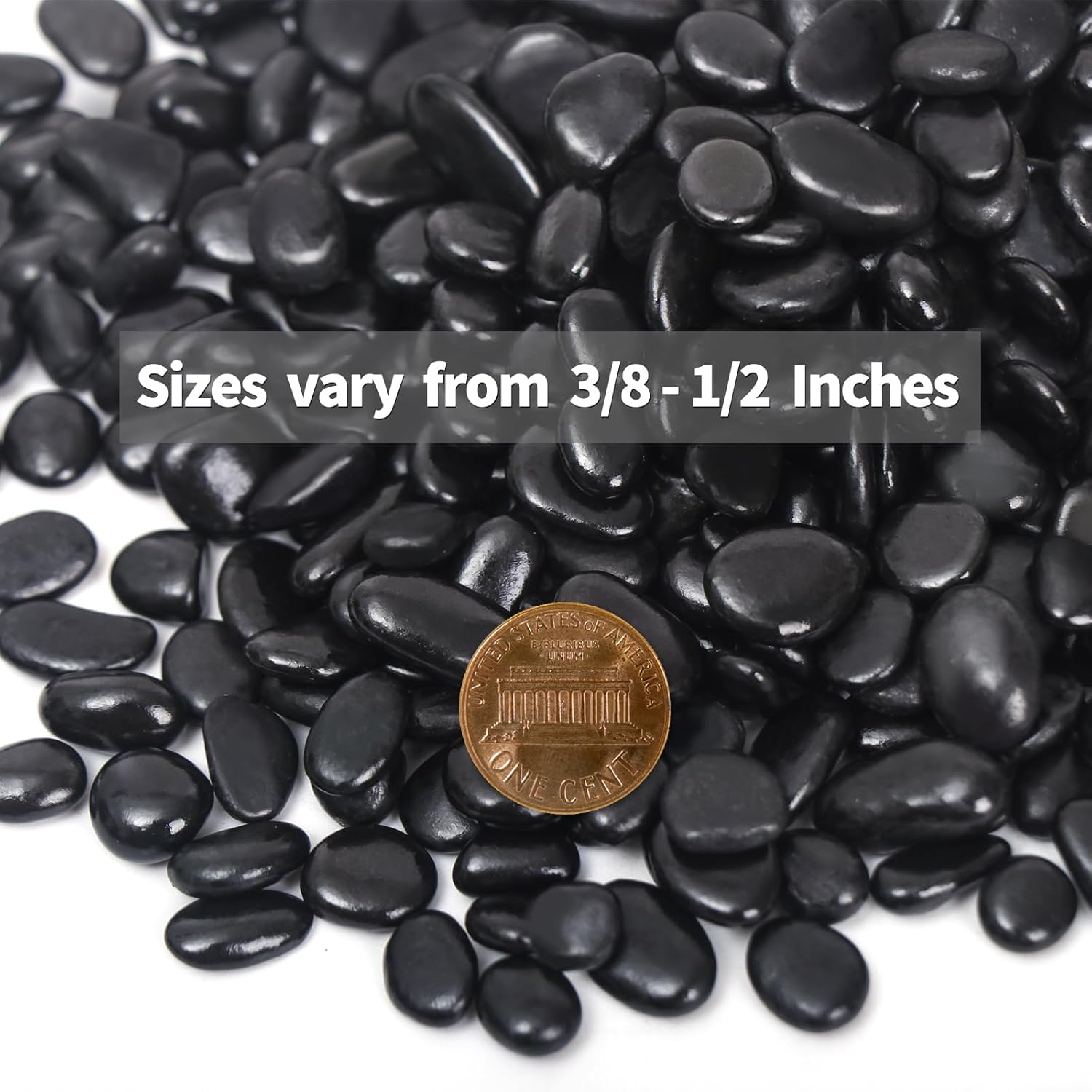 10LB Black Pebbles for Indoor Plants, Vases, Succulent, 3/8 Inch Small Black Rocks for Plants, Polished & Decorative