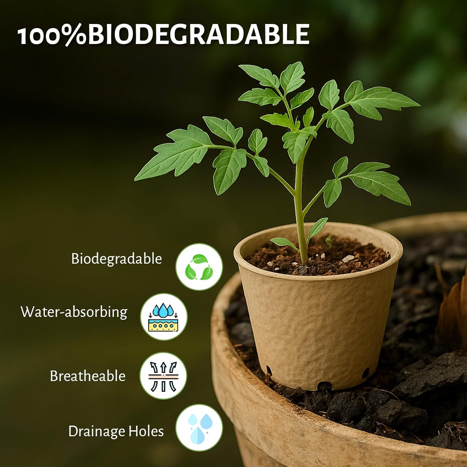 120 Packs 3.15 Inch + 4 Inch Peat Pots, Biodegradable Pots for Seedlings with Drainage Holes, Herb Seed Starter