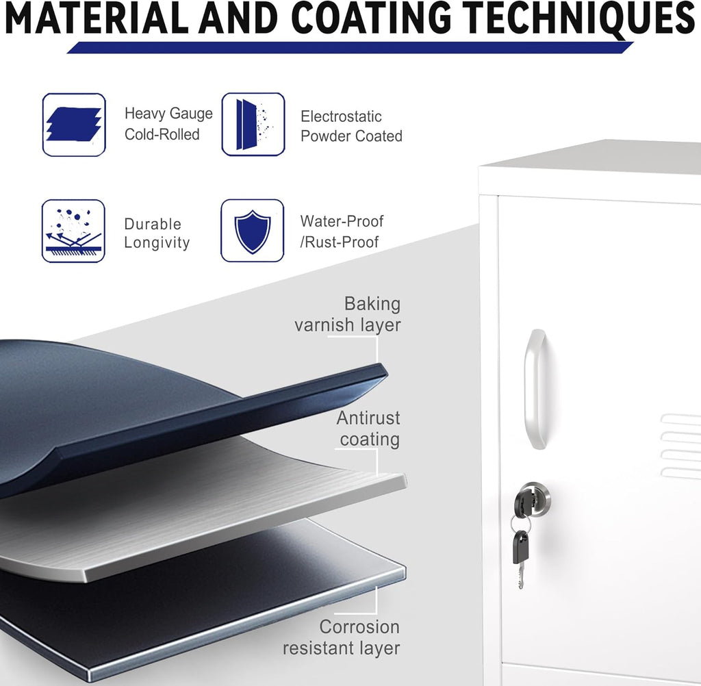 24.4" H Metal Locker Storage Cabinet with 1 Doors, Pantry with Shelves, Storage Cabinet with Adjustable Leveling Foot for Kitchen, Employees, Office, Kids Locker