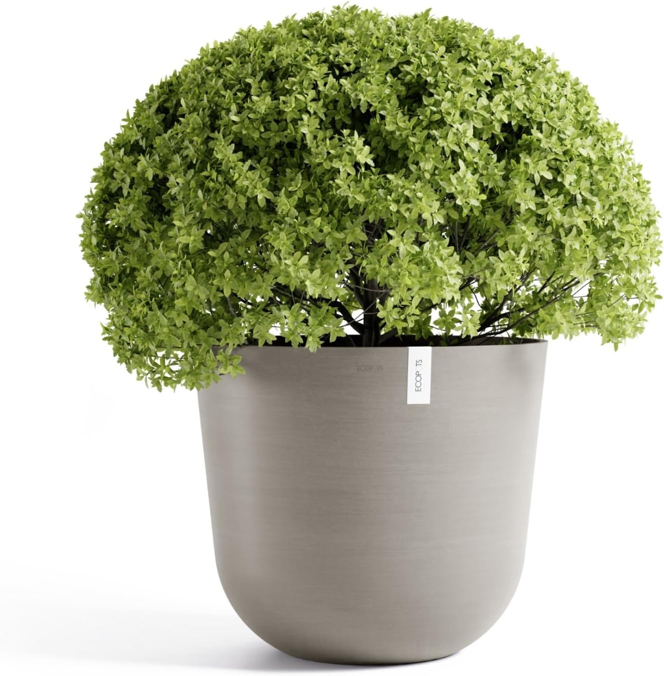 Ecopots Oslo Durable Modern Round Indoor/Outdoor Recycled-Based Composite Flower Pot Planter, Taupe, 25.5"