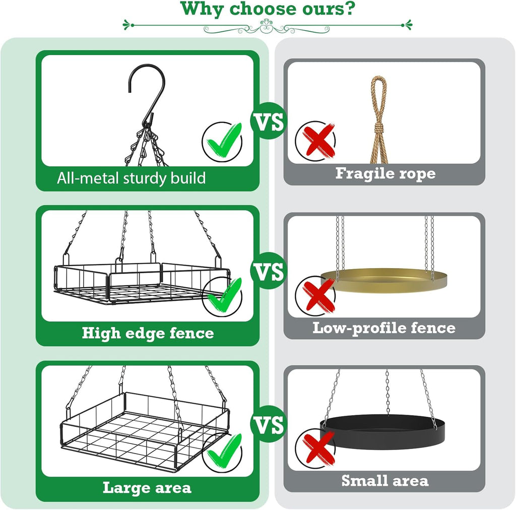 NADAMOO Hanging Planter for Indoor Plants - Wall Mount Bracket with Large Basket, Outdoor Metal Plant Hanger Holder for Window Balcony & Patio Decor