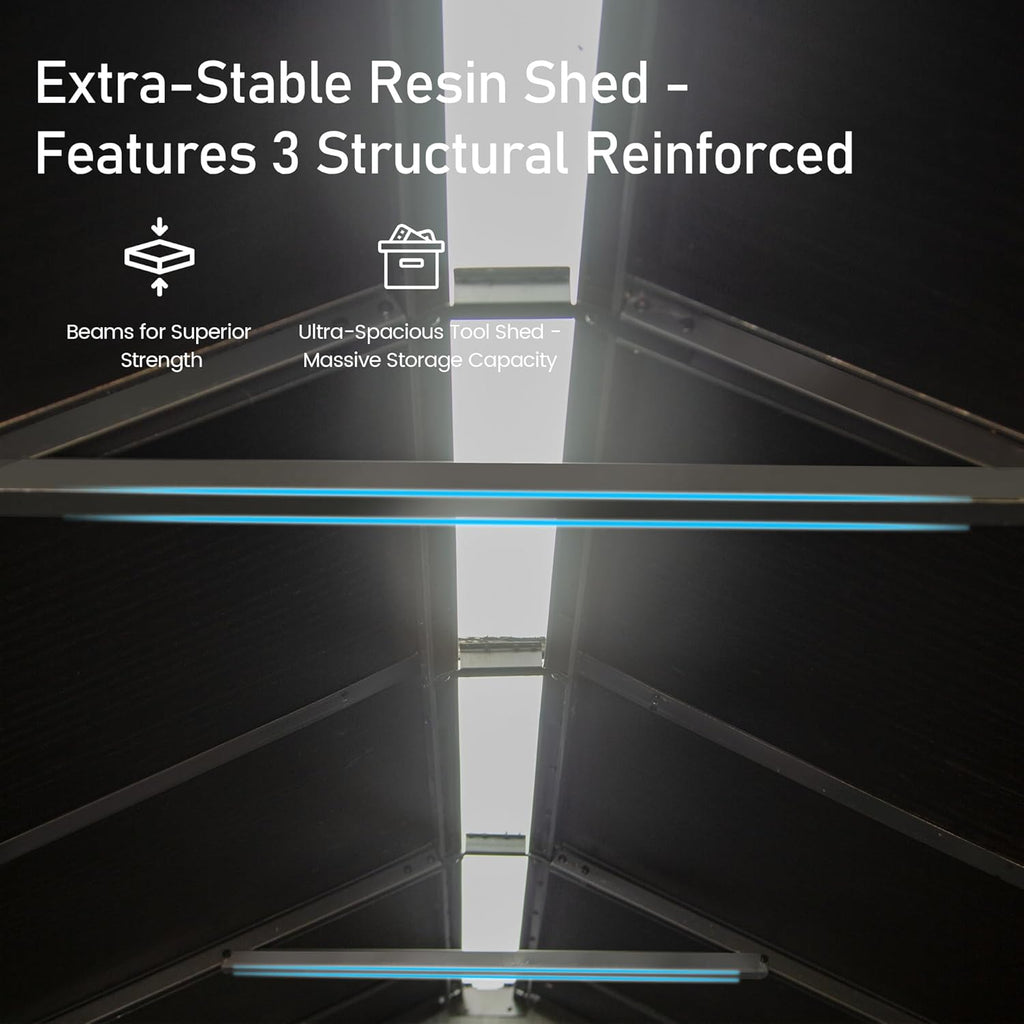 Domi 6x6 FT Outdoor Resin Storage Shed, All-Weather Double-Wall Storage Building for Backyard, Garden, Lawn Tools, Mower, Bike & Pool Equipment, Lockable Doors, Ventilated Roof, Grey