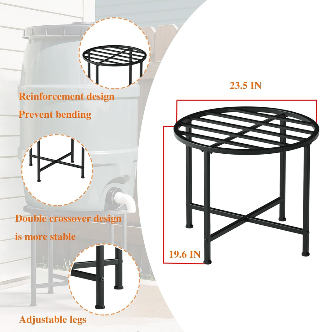 Stainless Steel Rain Barrel Stand - Heavy Duty Water Collection Base for 45/50/55 Gallon Plastic Barrels, Outdoor Weatherproof & Rust-Proof Design with 1200lb Capacity