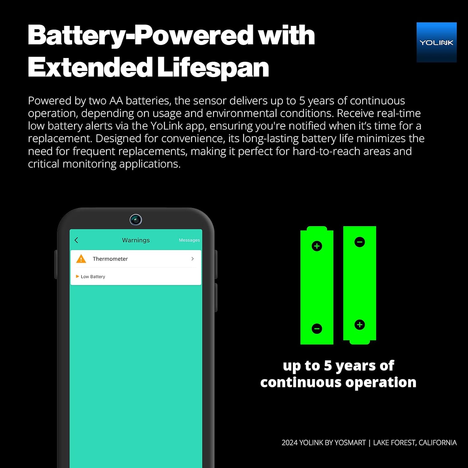 YoLink Smart Freezer Thermometer, LoRa Wireless Fridge Temperature Sensor 3-Pack, Ideal for Refrigerator, Freezer, Greenhouse, Pet Cage, App & SMS Alerts, 5-Year Battery, Hub Included