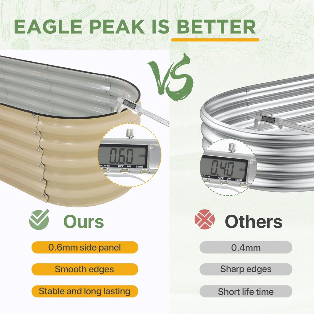 EAGLE PEAK 9 in 1 Modular 17in Customizable Elevated Raised Garden Bed Kit with Multiple Configurations, Outdoor Metal Planter Box Steel Flower Bed, Pearl White