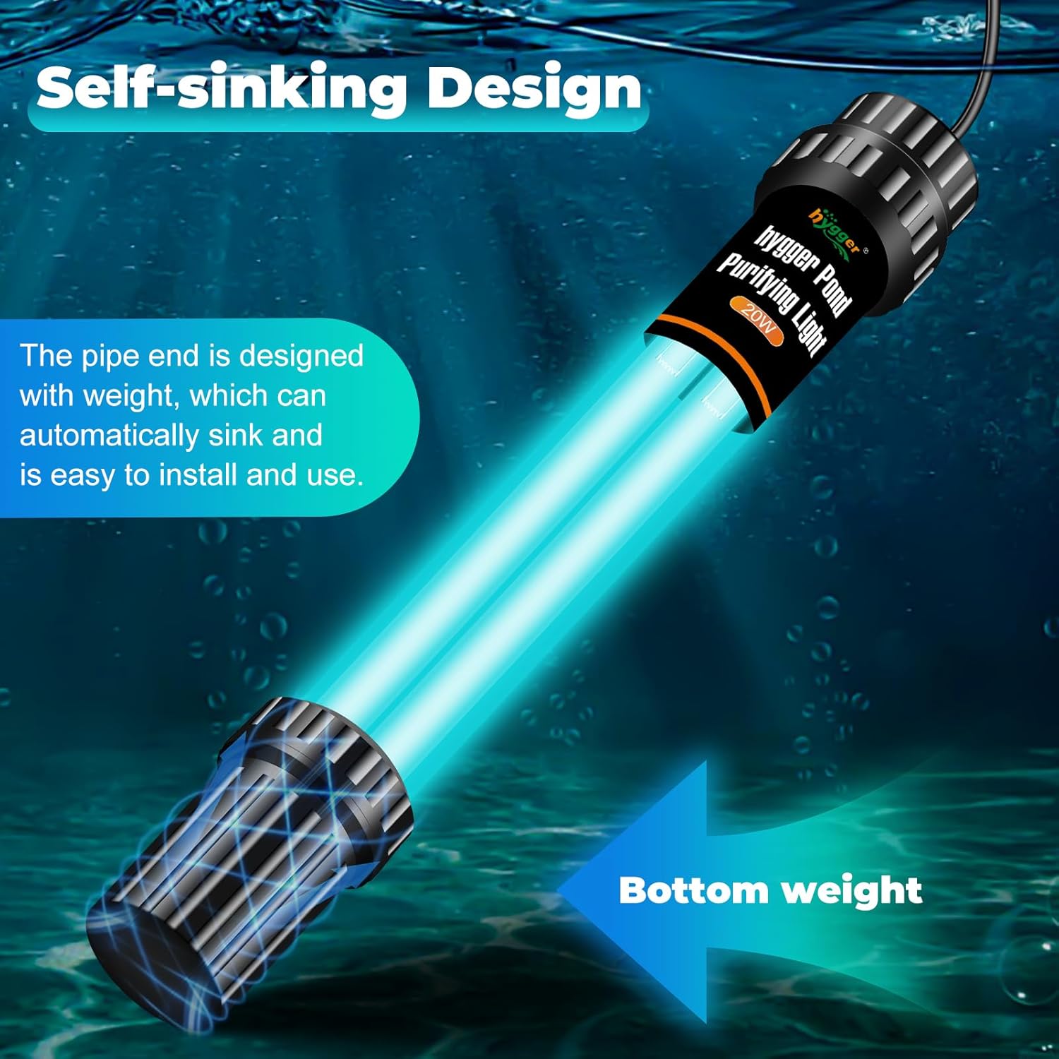 hygger 32W Aquarium U-V Light for 200-2200 Gallon, Pond Water Clarifier for Green Water and Algae Clean, for Koi Pond, Large Fish Tank, Swimming Pool, Cold Plunge, Spa