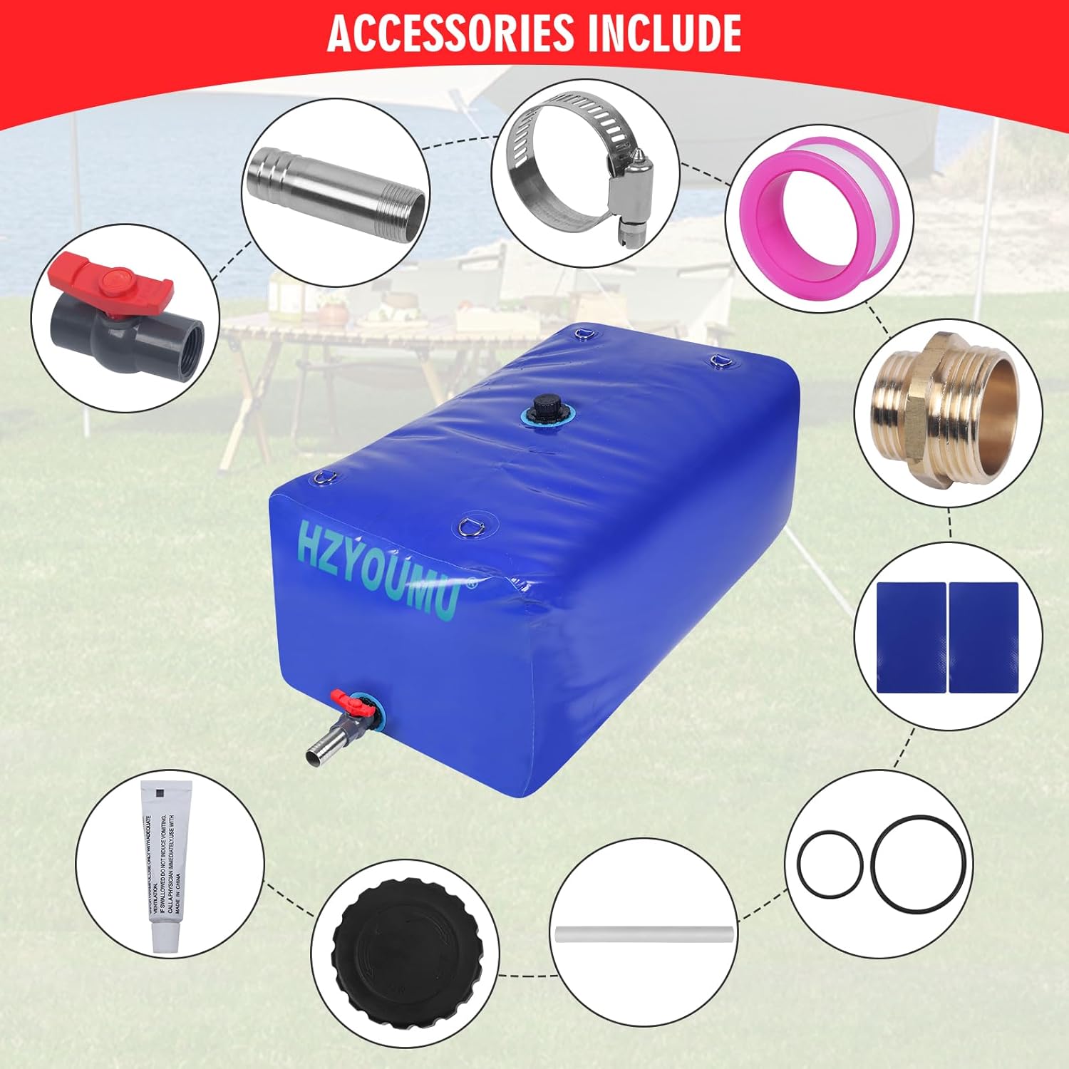 Water Tank 1000L/260G Water Bladder Storage Container Foldable Portable Large Capacity Soft Bag Suitable for Outdoor Easy to Carry Out (260Gal)