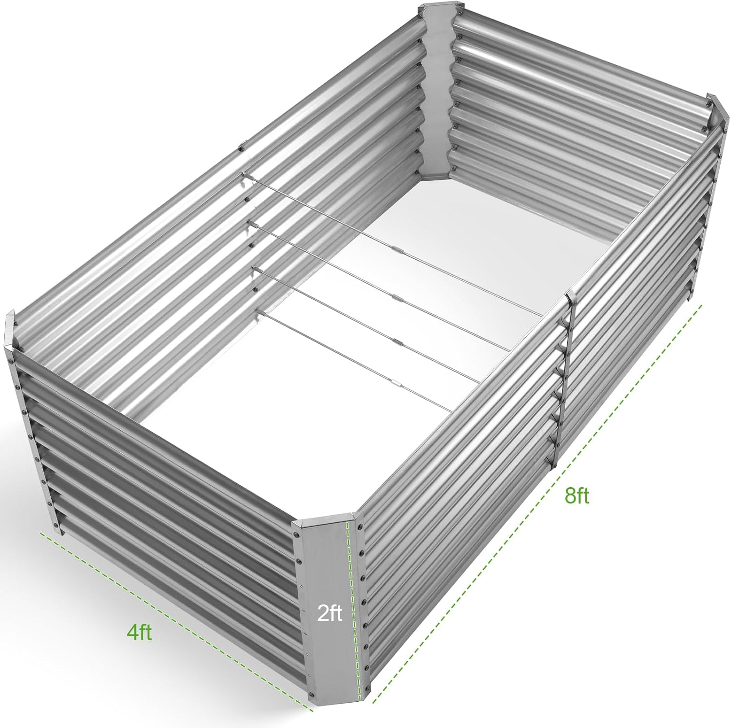 Land Guard 8×4×2 ft Galvanized Raised Garden Bed Kit, Galvanized Planter Raised Garden Boxes Outdoor, Large Metal Raised Garden Beds for Vegetables.