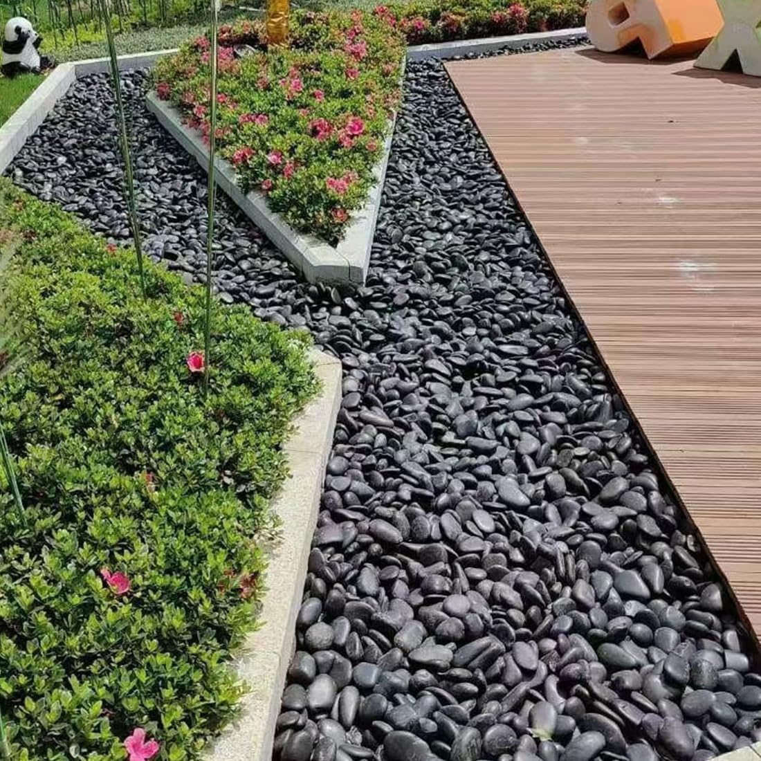 40lbs Black Rocks for Landscaping, 2-3 Inch High Polished Pebbles Natural Large River Rocks for Plants, Decorative Stones Garden Outdoor and Indoor DIY Vase Filler Fish Tank Aquariums