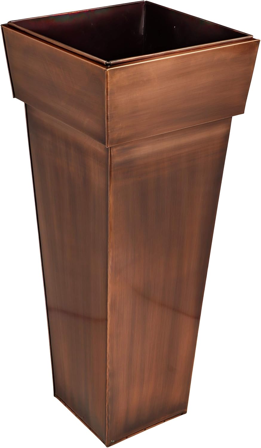 H Potter Tall Square Planter Stainless Steel with Antique Copper Finish Indoor and Outdoor Garden Pot Plant Box Holder for Succulent Flowers 36.5 Inches in Height