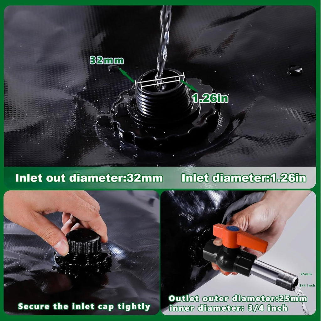 400 L/100 gal Water Bladder Storage Containers, Foldable Portable Water Tank Large Capacity Soft Water Bag, Drought Resistance, Fire Prevention, Emergency Water