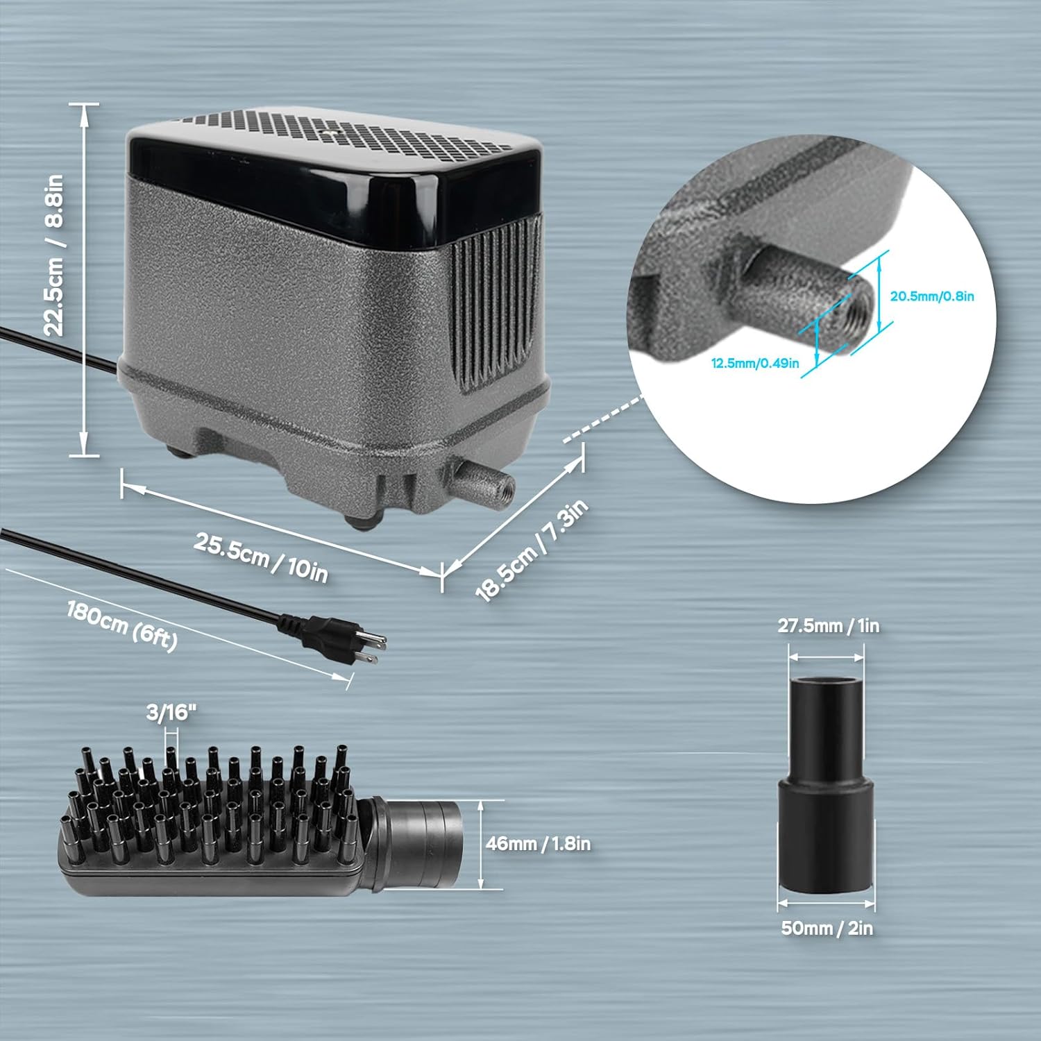 AquaMiracle Linear Air Pump ZP-40/ZP-60/ZP-100/ZP-200 for Pond Aeration, 635/950/1600/4000GPH Septic Air Pump Pond Aerators for Outdoor Ponds, Waste Treatment, Aquarium, Fish Farm, Seafood Restaurant
