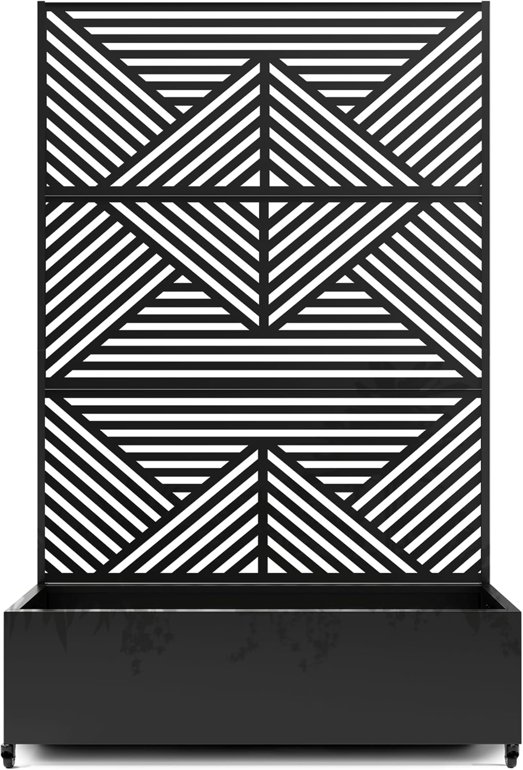 Raised Garden Bed with Trellis and Wheels,73"x47"x16" Metal Raised Garden Bed,Black Diamond Metal Planter with Climbing Trellis for Vines & Vegetables