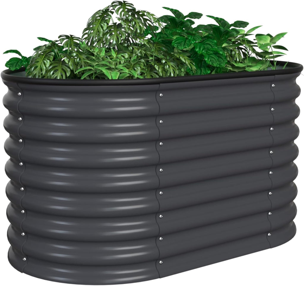 MUPATER 24” Raised Garden Bed, 2-in-1 Raised Garden Bed, 304 Stainless Steel Garden Bed, 4×2×2FT Modular Raised Planter Box Outdoor for Flowers, Vegetables, Grey