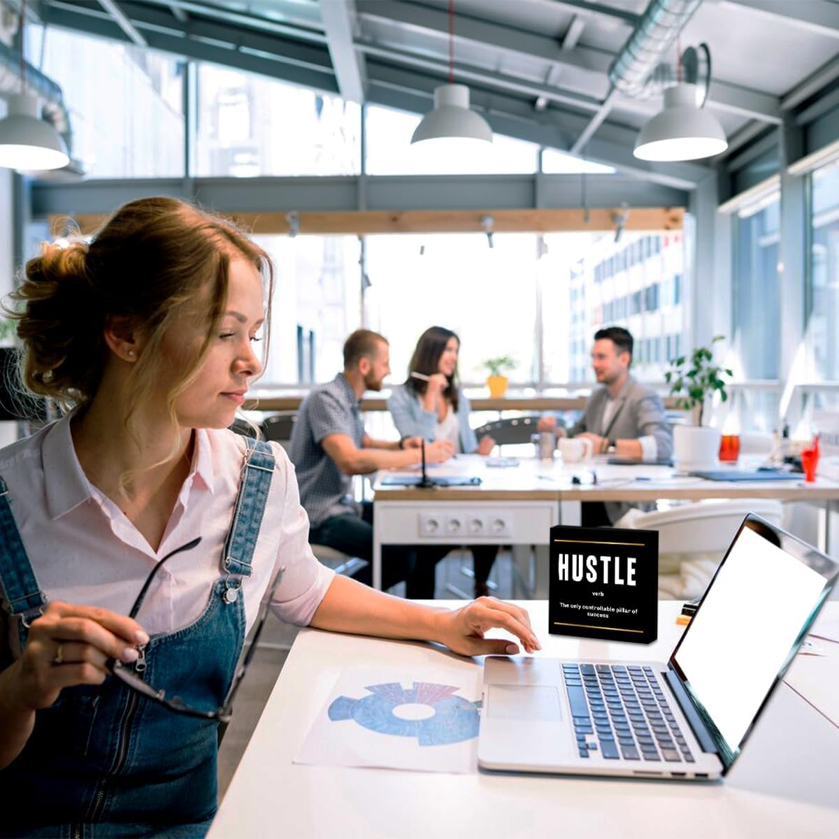 Hustle Definition Entrepreneur Black Wooden Box Sign, Inspirational Office Decor, Decorative Table Shelf Desk Rustic Workplace Farmhouse Home Counter Decor Office Decorations Desk Accessories