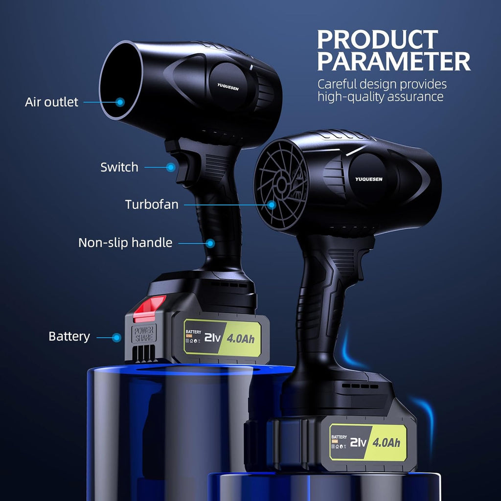 980,000 RPM Cordless Leaf Blower - 21V Electric Handheld Leaf Blower with 2×4.0Ah Batteries & Fast Charger - Lightweight for Patio, Lawn, Yard, Deck Cleaning