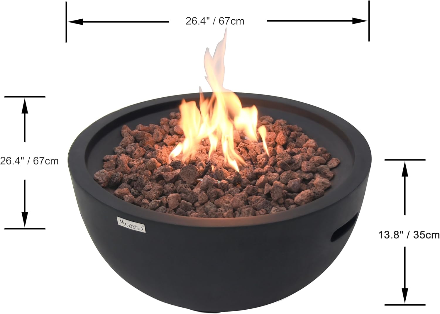AMS Fireplace | Modeno | Jefferson | Firepit Table | Cover and Lava Rocks Included | (Fuel: Liquid Propane - Black)