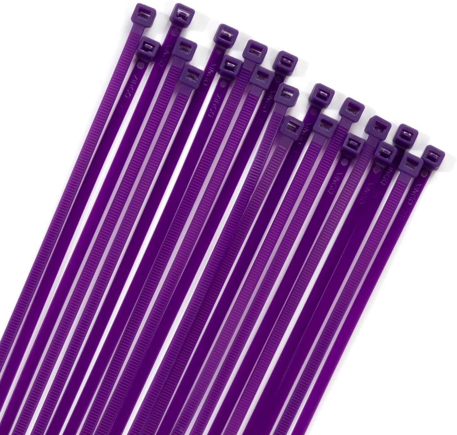 XINGO 100PCS Cable Zip Ties Heavy Duty, Premium Nylon Plastic Wire Ties with 50 Pounds Tensile Strength, Self-Locking Black Nylon Zip Ties for Indoor and Outdoor (16 inch, Purple)