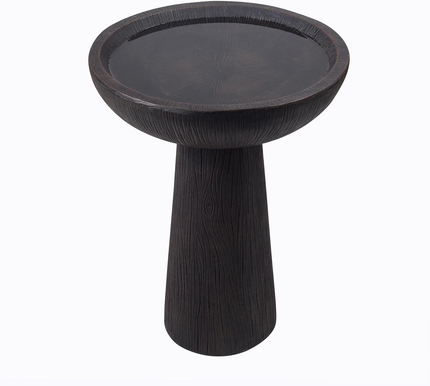 Bird Bath for Outdoor - 26'' Tall Resin Natural Wood Pattern Designt Birdbaths, Lightweight and Durable - Enhance Your Outside Garden with This Stunning Water Feature (Wood Grain)