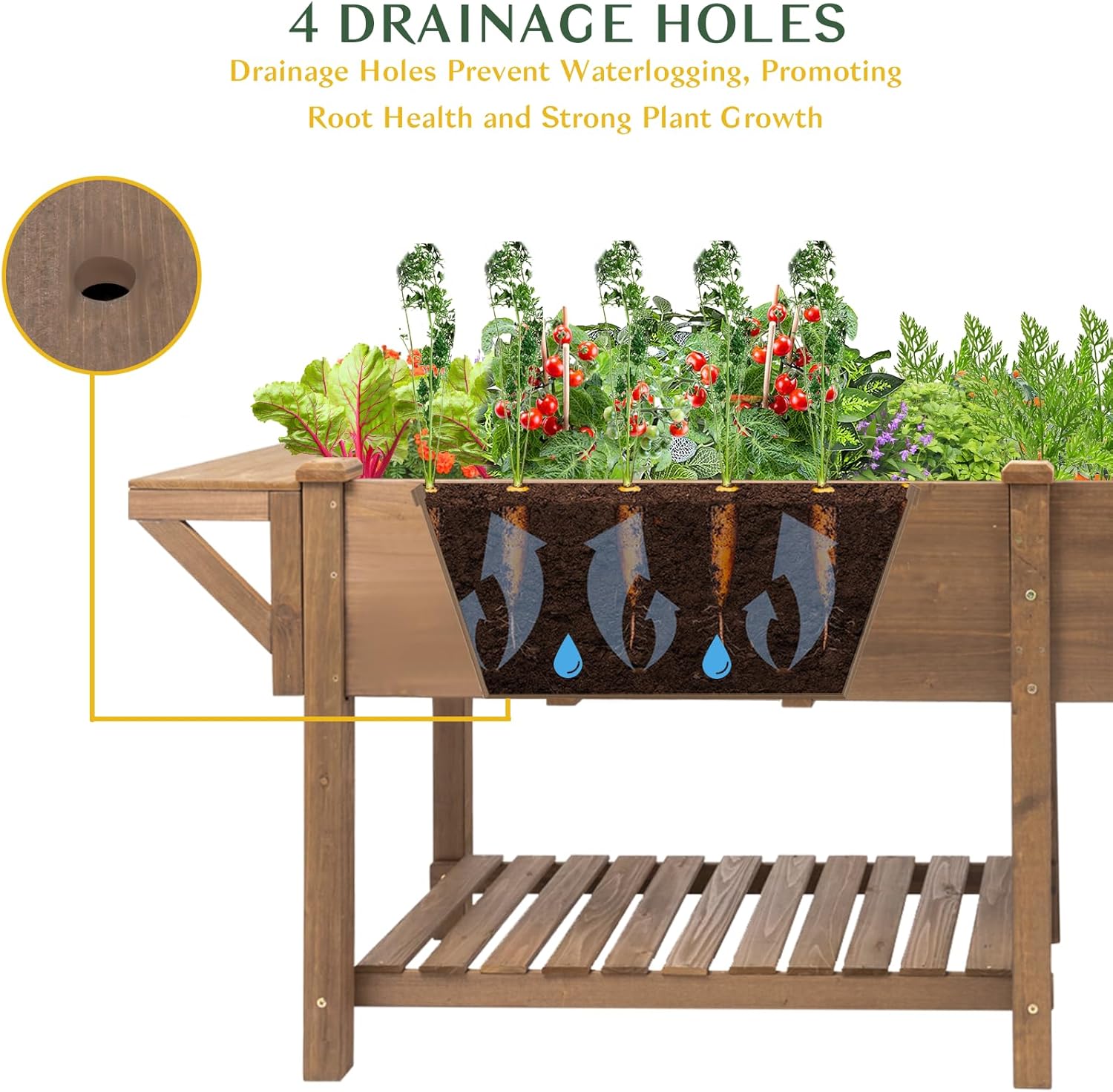 Raised Garden Bed Outdoor with Legs, 81"x 23" x 31" Elevated Wood Planter Box Stand for Backyard Patio, Garden Flower Beds with Liner Hooks Divider Panel Drainage Holes, Gift for Gardening, Brown