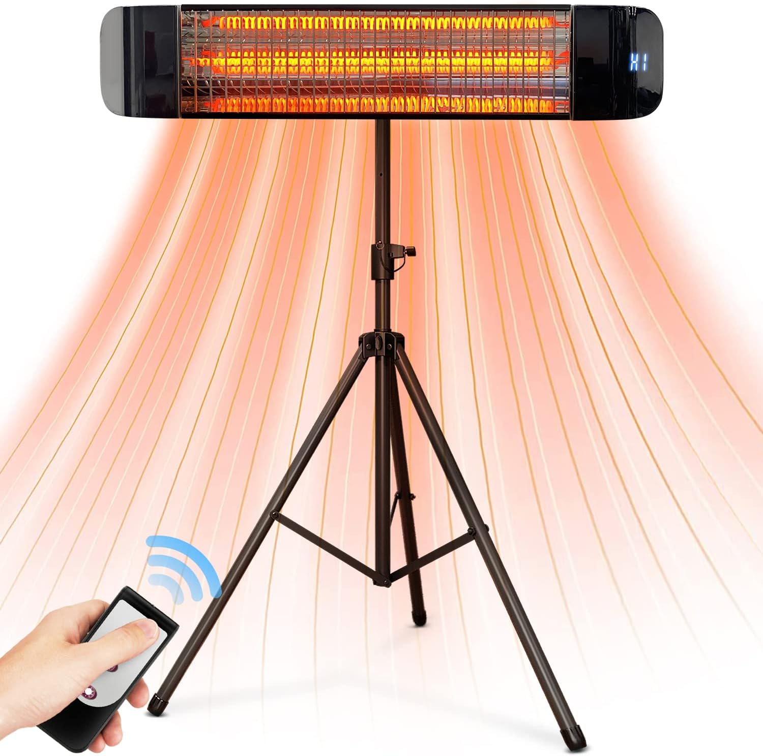 Paraheeter Electric Outdoor Heater, Infrared Patio Heater for Outdoor/Indoor Use, Wall Mounted/Ceiling/Tripod Infrared Heater Outdoor, 1500W Electric Patio Heater, CSA certificate.