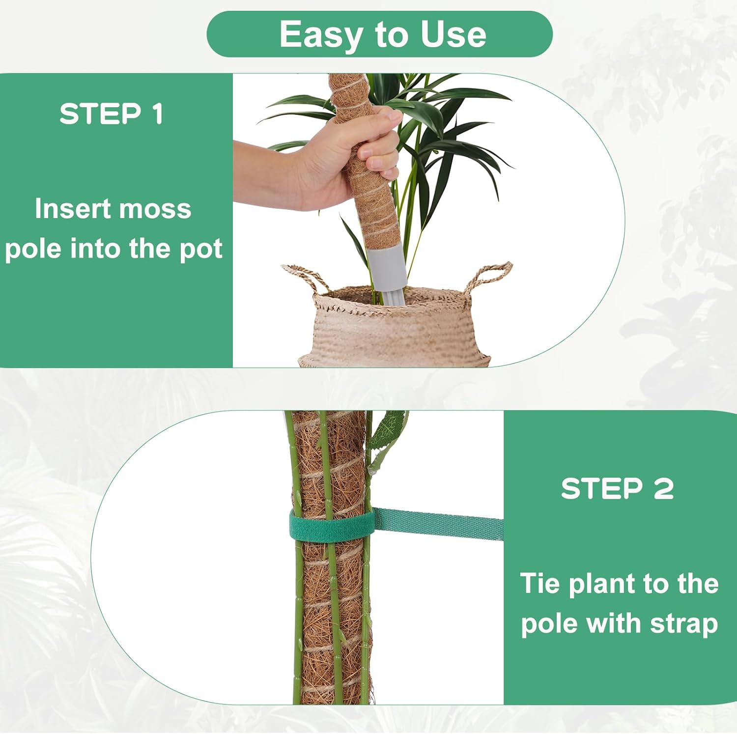 1 Pack Moss Pole, 40 Inch Monstera Plant Support, Moss Poles for Climbing Plants Indoor DIY, Coco Coir Plant Pole Moss Plant Stick Support Stake Kit for Potted Plants, Pothos, Philodendron