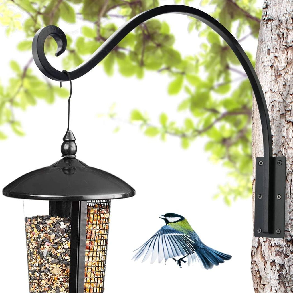 Heavy Duty Plant Hanger Bracket (22"/Black) Outdoor Hand-Forged Hanging Plant Bracket Durable and Stable Bird Feeder Hanger