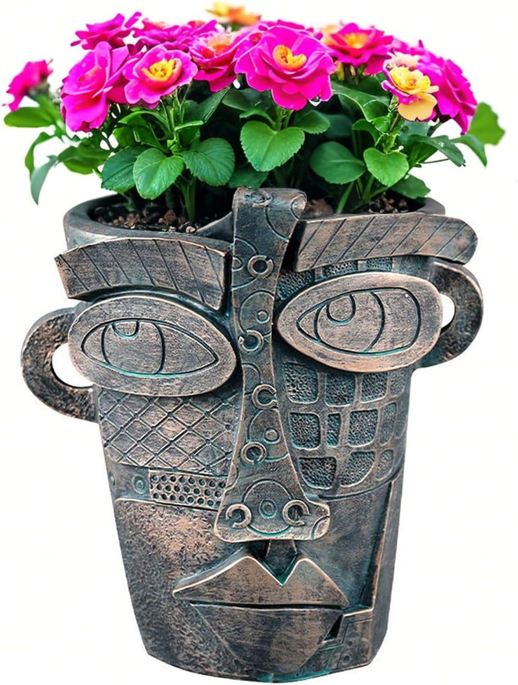 Picasso Abstract Face Planter - 3D Jigsaw Resin Vase with Drainage Hole - Modern Decorative Face Flower Pot for Indoor Plants & Home Décor
