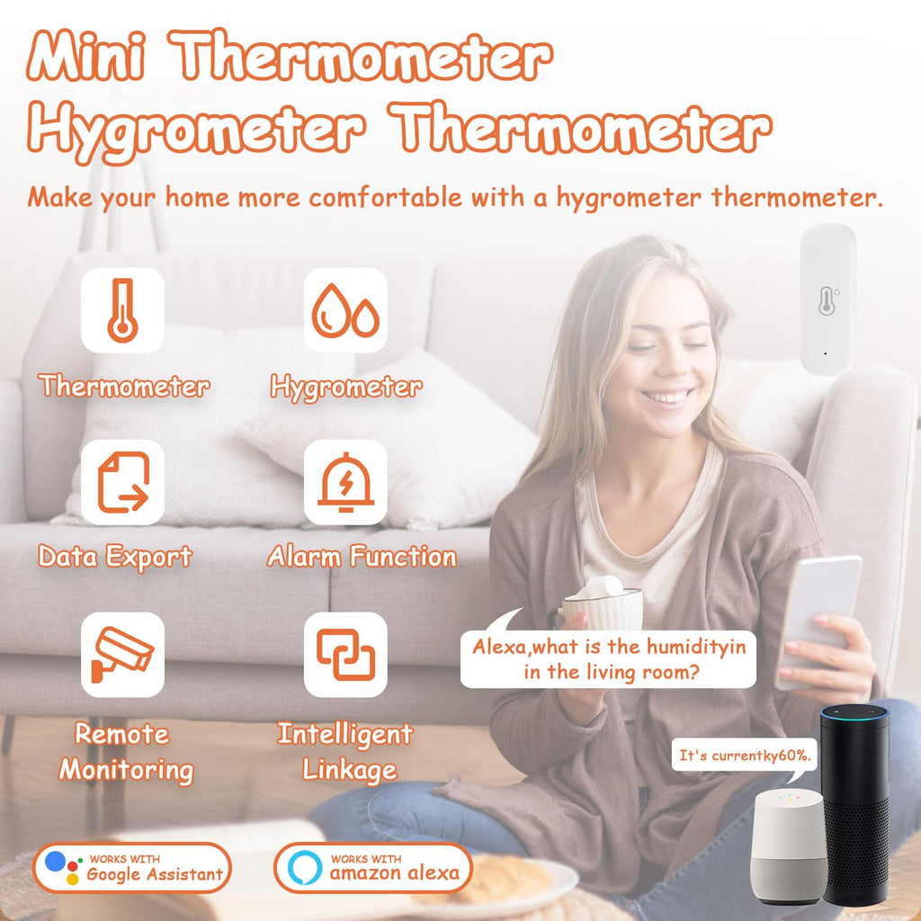 WiFi Hygrometer Thermometer Sensor, Indoor Outdoor Wireless Temperature Humidity Sensor, with Remote Monitor and Alert Compatible with Alexa(4 Pack)