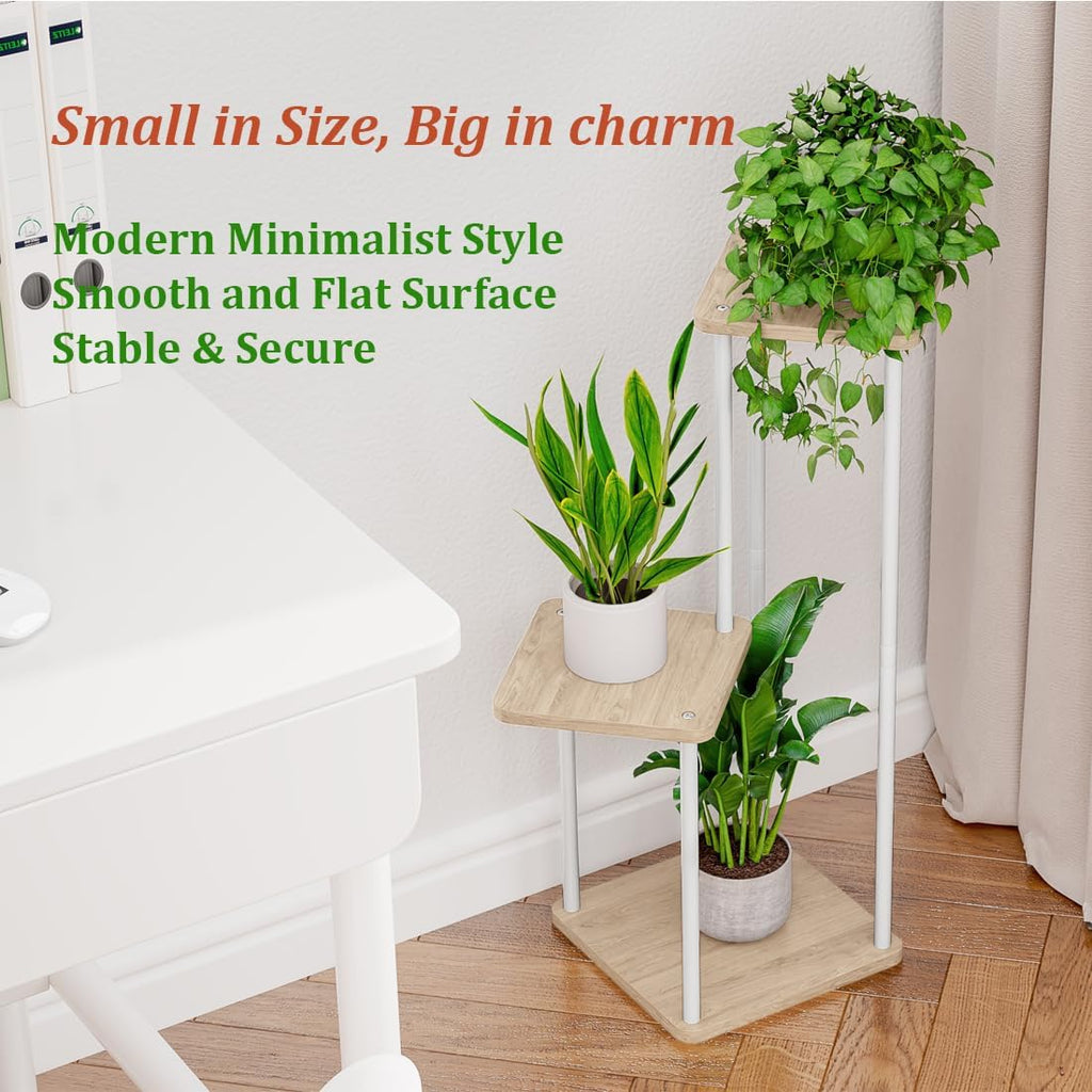 AZERPIAN 3 Tier Plant Stand Indoor Metal Plant Shelf for Multiple Plants Corner Flower Holders for Living Room Balcony Bedroom Patio Garden, Black (White, 3 tier)