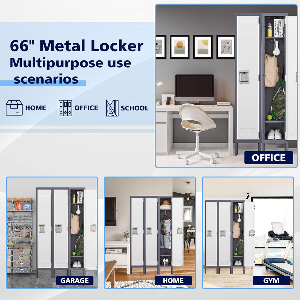 Letaya Locker,1 Door Employees Storage Metal Lockers 66" Lockable Steel Cabinet for School Gym Home Office Staff (1 Door)