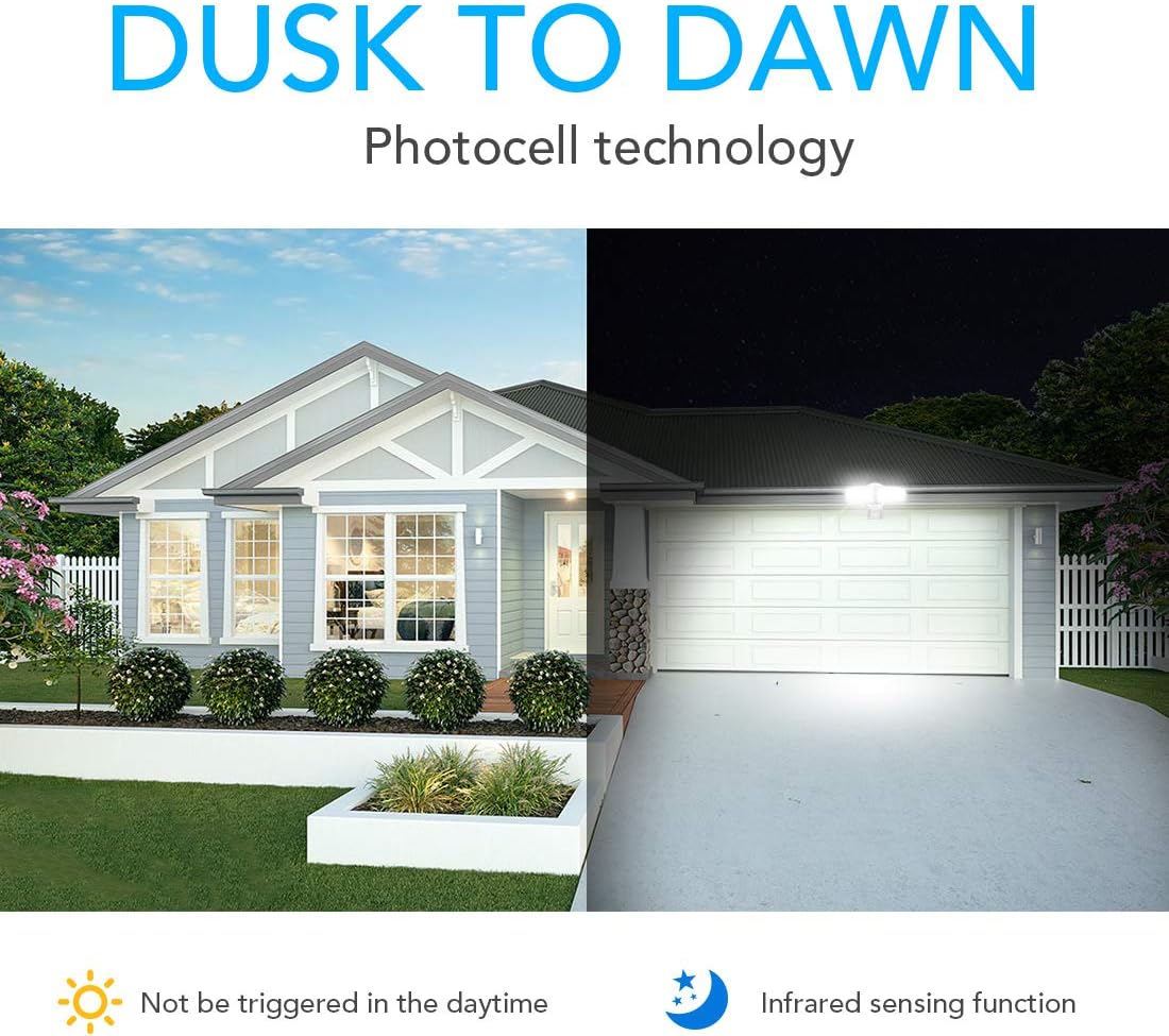 JJC 3700LM 32W LED Security Lights Motion Sensor Flood Light, LED Motion Sensor Outdoor Lights Fixture, Waterproof IP65,5700K Super Bright Motion Detector Lights for Garage, Porch (Not Solar Powered)