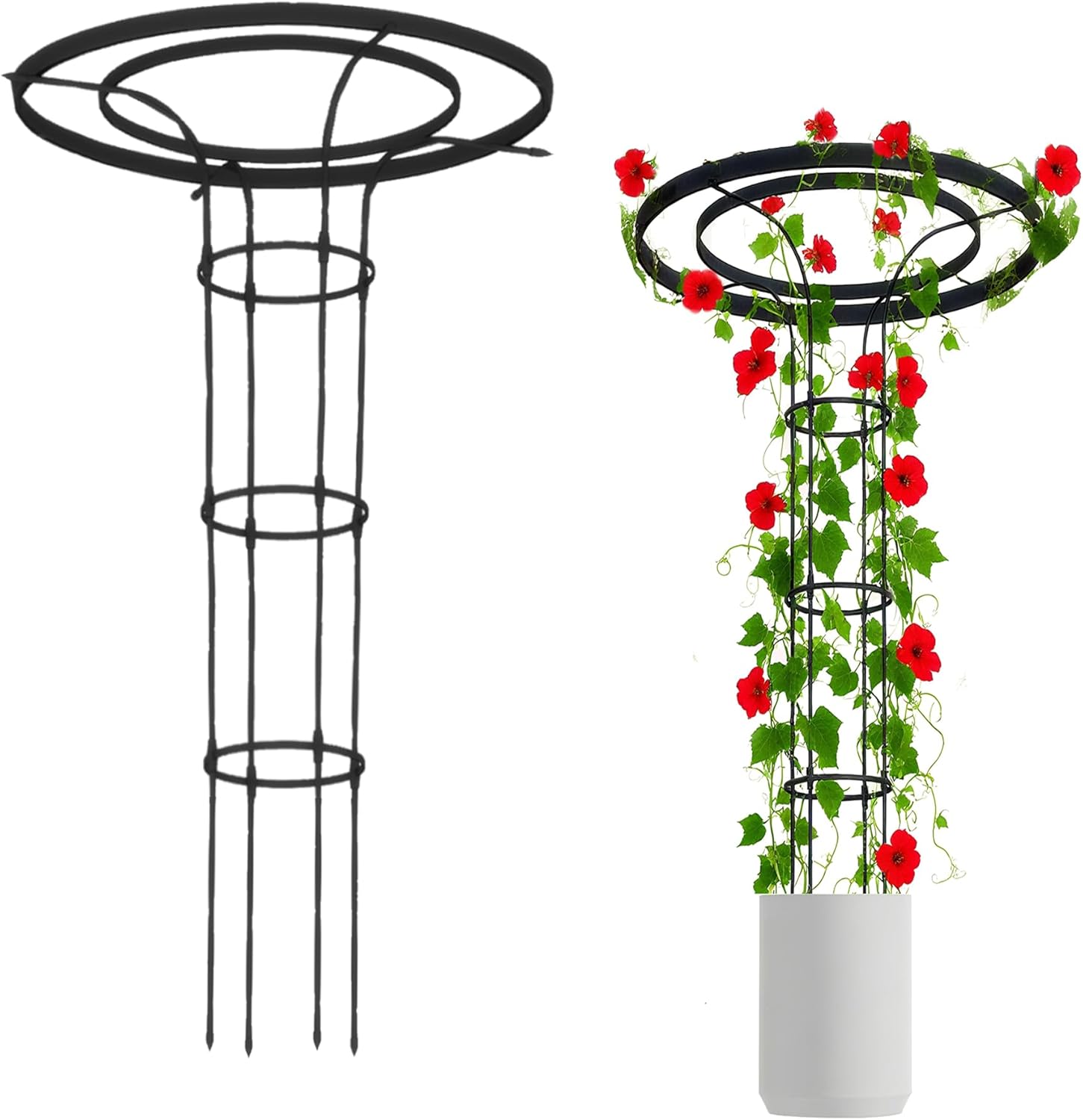 Garden Trellis for Climbing Plants Outdoor, 4.6FT Tall Metal Obelisk Trellis, 55.1" Umbrella Trellis for Potted Plants, Mushroom Top Trellises for Vines, Rose, Clematis, Pea, Bean, Tomato