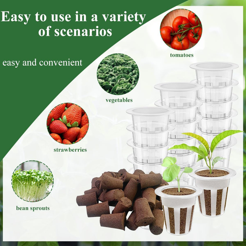 80 Pcs Hydroponic Seeds Grow Sponges Pods Kit,Indoor Hydroponics Growing System Root Plant Basket,Hydroponic Pods Cups Pot and Grow Sponges for Garden Indoor Herb Hydroponic Growing System