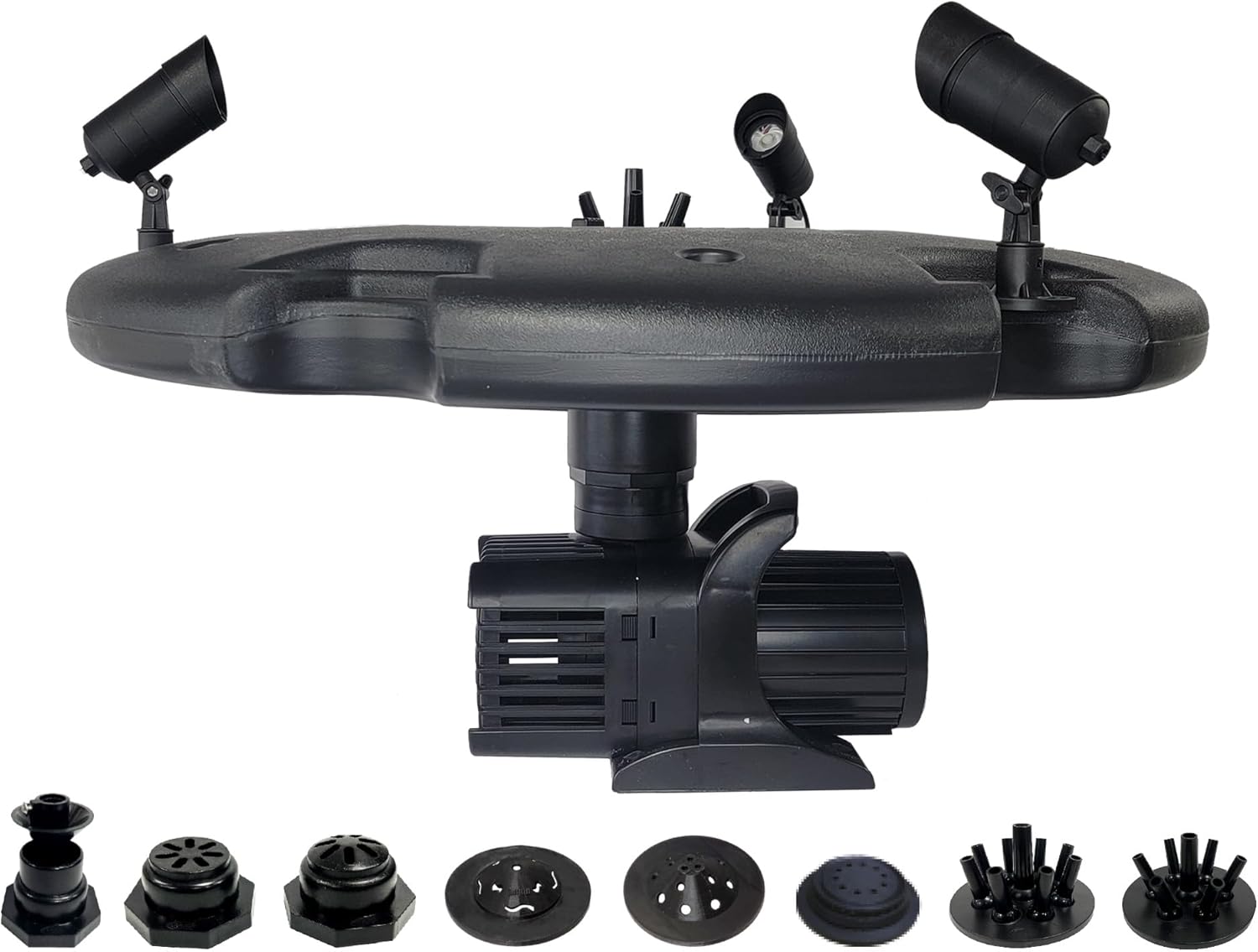 HALF OFF PONDS Floating Fountain – 1.75 HP Pond Aerator, 200' Cord – 14,800 GPH Water Pump – 11 Spray Patterns - Energy-Efficient - Color-Changing LED Lights, Large Ponds, Lakes & Water Gardens