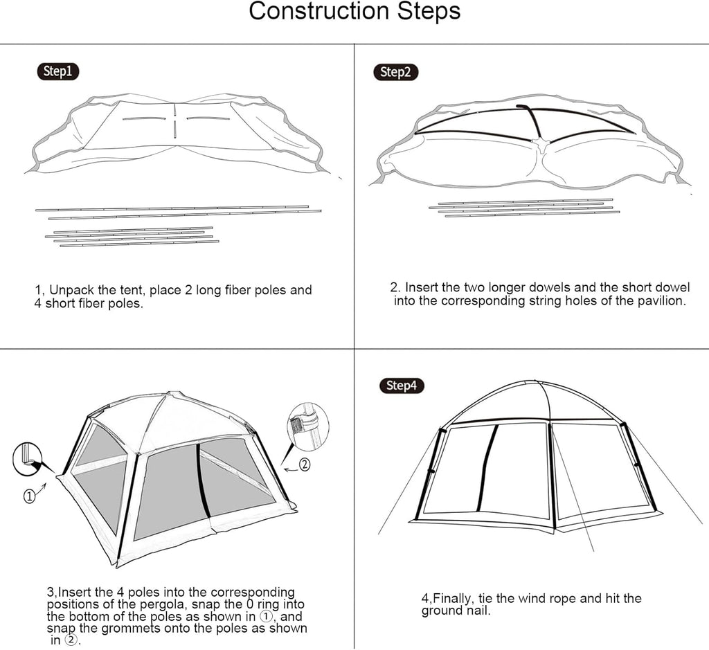 12x12 Ft Screen House Tent - Instant Pop Up Mesh Canopy Shelter with Waterproof & Sunshade Roof, Easy Setup for Camping, Backyard, Beach, Picnic, Red White