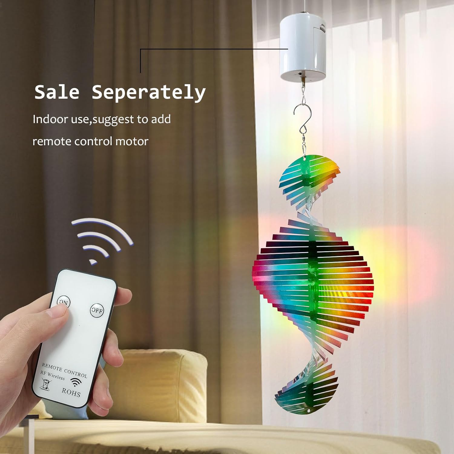 Wind Spinner Rainbow Wave Wind Spinners for Yard and Garden,15in Hanging Kinetic Yard Art Wind Sculpture,3D Wind Spinners Outdoor & Indoor Rainbow Helix Garden Decor Christmas Ornaments