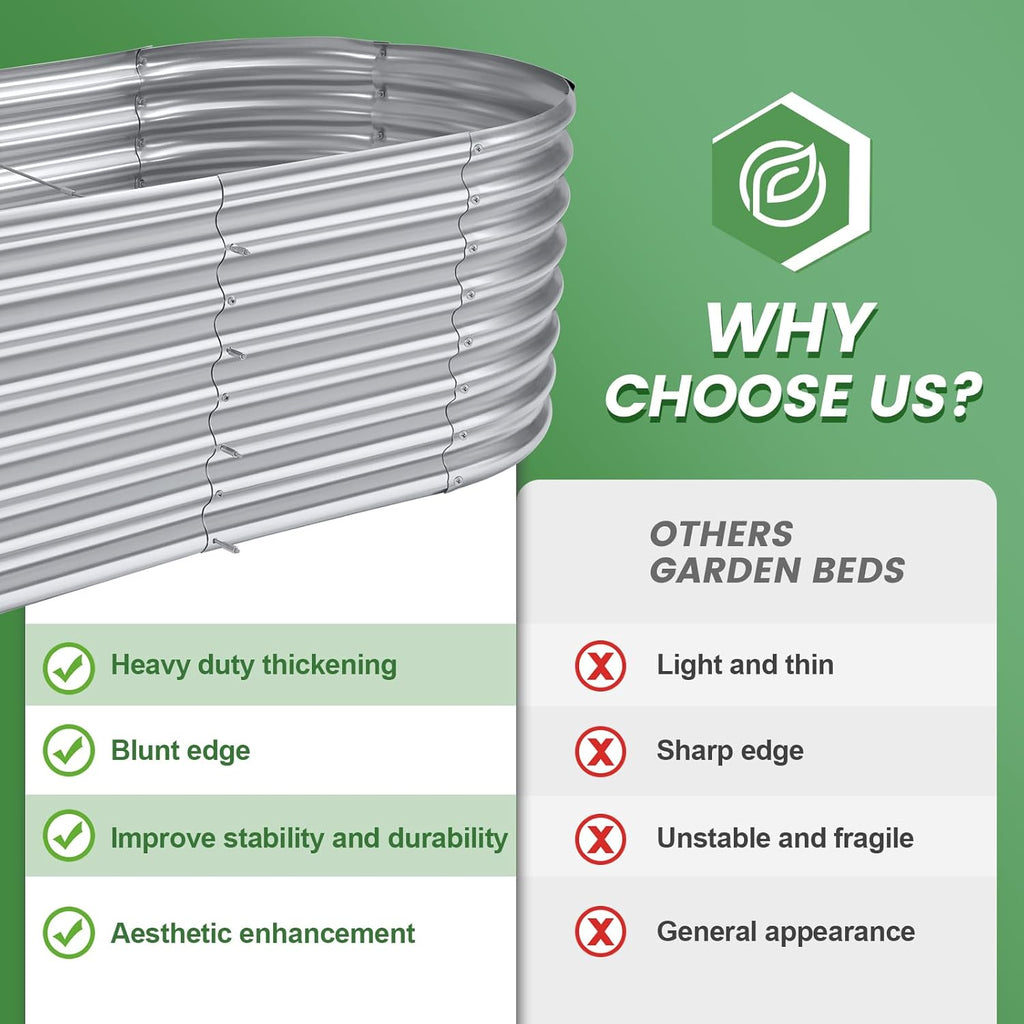 Land Guard 6×3×2ft Galvanized Raised Garden Bed Kit, Galvanized Planter Raised Garden Boxes Outdoor, Oval Large Metal Raised Garden Beds for Vegetables…