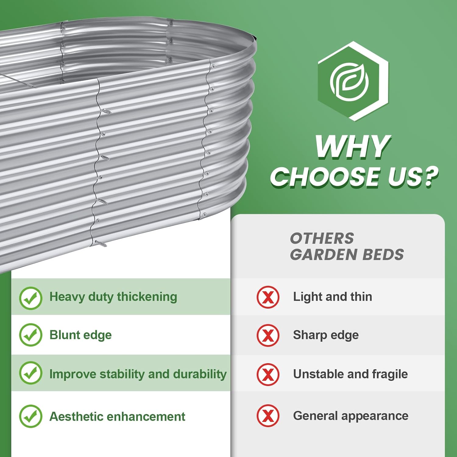 Land Guard 6×3×2ft Galvanized Raised Garden Bed Kit, Galvanized Planter Raised Garden Boxes Outdoor, Oval Large Metal Raised Garden Beds for Vegetables…