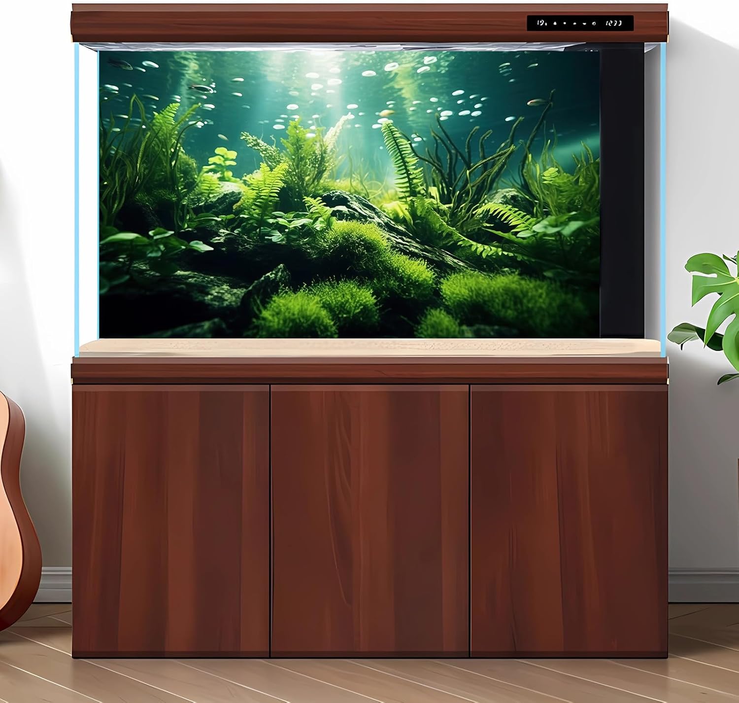 Underwater Fish Tank Background Under The Sea Aquatic Plants Aquarium Background Ocean Floor Rock Terrarium Backgrounds Tropical Fish Green Seaweeds Aquarium Backgrounds for Fish Tank Decor 72x16in
