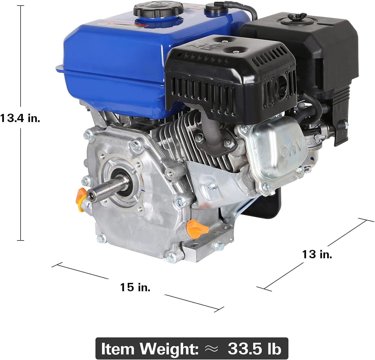 BILT HARD 7HP Gas Engine Horizontal Shaft, 212cc 4 Stroke OHV Industrial Grade Replacement Gas Motor, Shaft 3/4" (19mm) Diameter, 2-3/8" Long, 3/16" Keyway