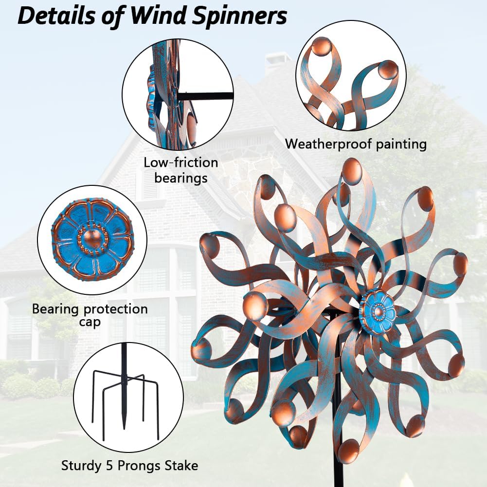 DREAMSOUL 22" Large Wind Spinners Outdoor, Outdoor Metal Kinetic Wind Spinners for Yard and Garden