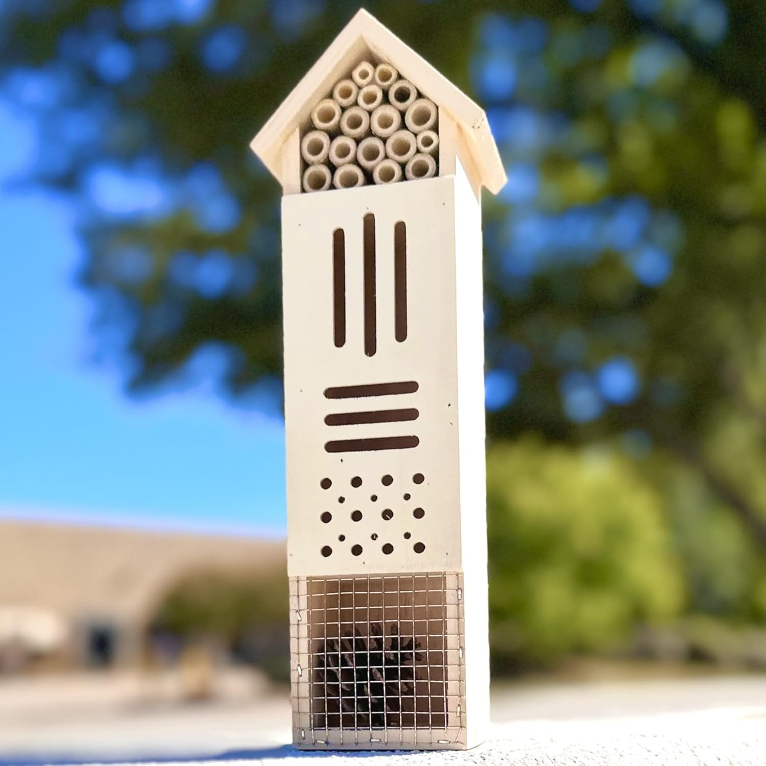 Wooden Insect House, Insect Hotel for Bugs, Bees, Butterflys, Ladybirds, Natural Beneficial Insect Habitat for Garden and Yard