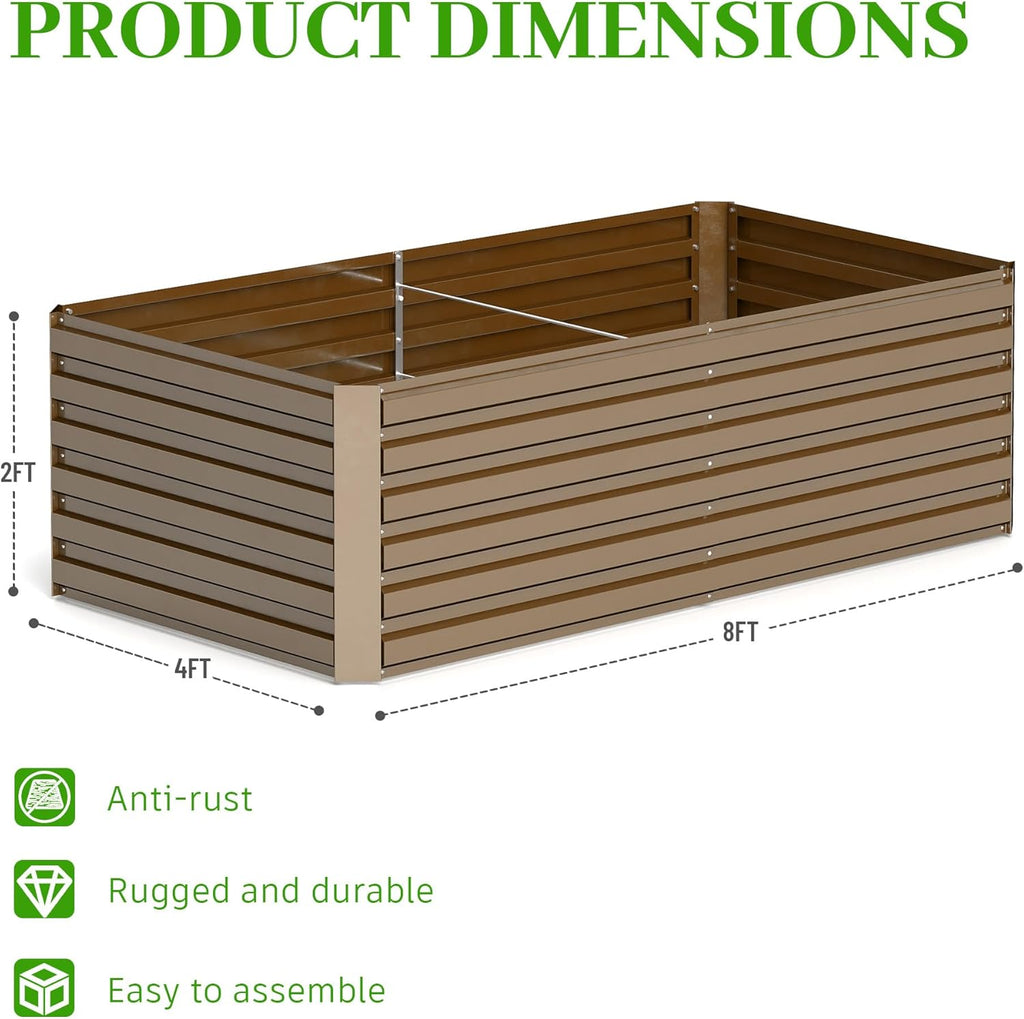 8x4x2 ft Outdoor Raised Garden Bed, Large Metal Planter Raised Beds, Planters for Outdoor Plants for Vegetables, Flowers, Herbs, Fruits, and Succulents.(4 Pcs)