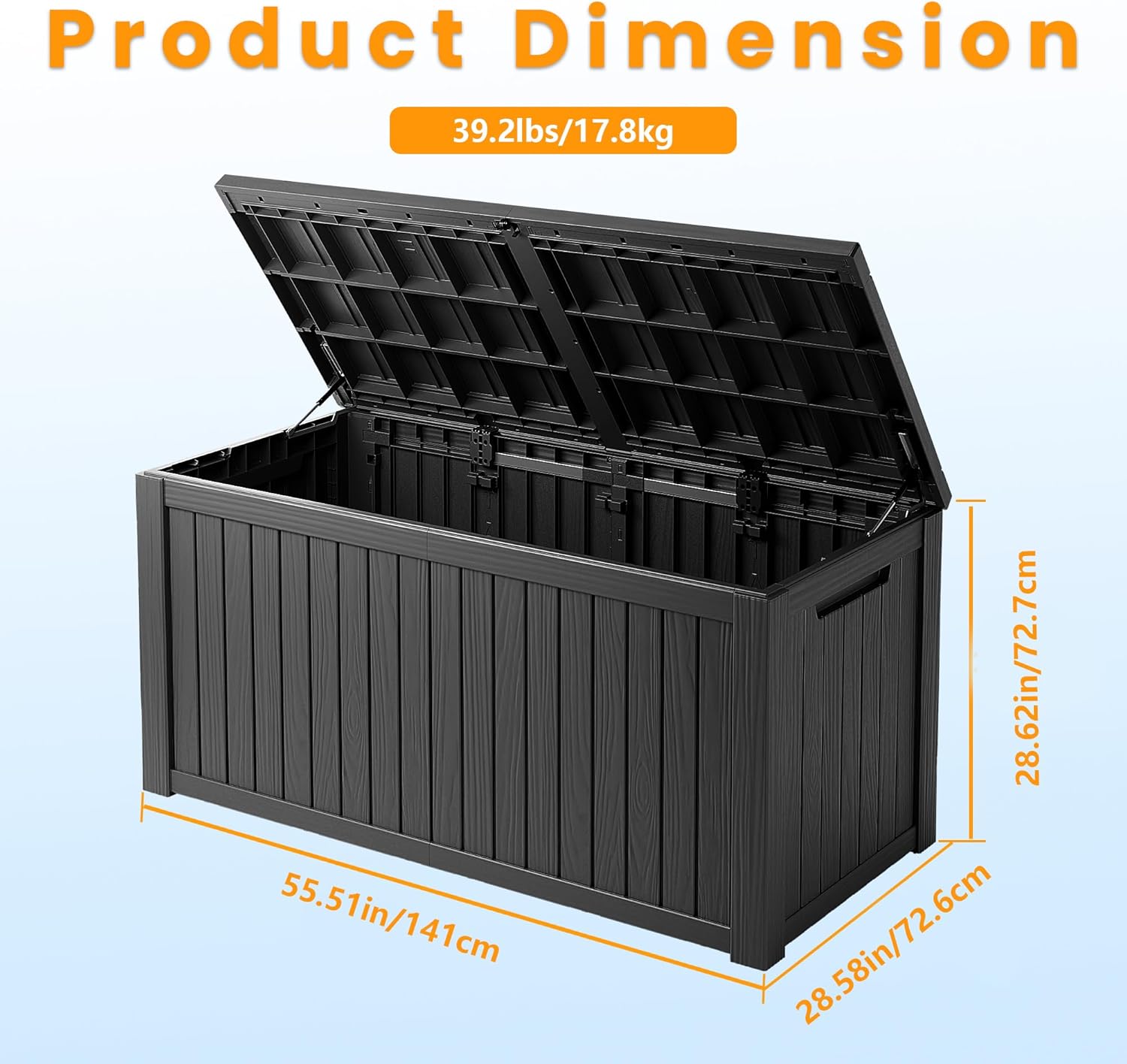 200 Gallon Resin Deck Box, Waterproof Outdoor Storage Bin for Patio Furniture, Pool Accessories, and Garden Tools, Lockable & UV-Resistant, Black